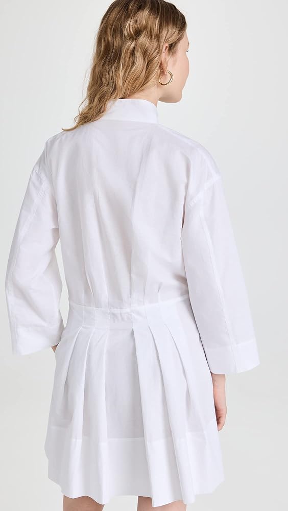 Vince Womens Fitted Band Collar Mini Dress, Optic White, XX